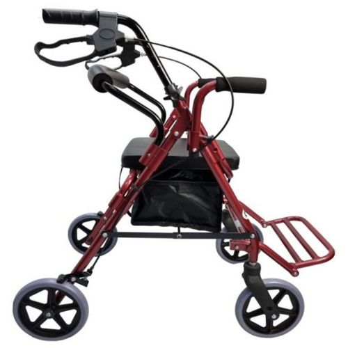 Caminador Acero 4 Ruedas con Asiento Borgoña